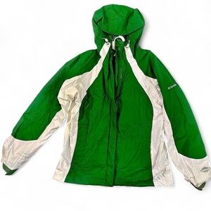 Columbia Omni Tech Green White Waterproof Jacket Women’s M